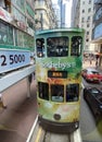 Antique Hong Kong Trams Lifestyle Ancient Happy Valley Tram Car Public Transportation Vehicle Track Electric Cart Street Traffic