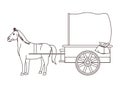 Antique horse carriage animal tractor in black and white Royalty Free Stock Photo