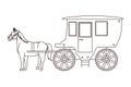 Antique horse carriage animal tractor in black and white