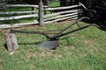 An antique horse-drawn plow from pioneer days Royalty Free Stock Photo