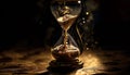 Antique hourglass with gold sand flowing through generated by AI