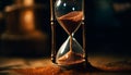 Antique hourglass, old fashioned timer, measuring time, transparent glass material generated by AI Royalty Free Stock Photo