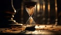 Antique hourglass, time running out of sand generated by AI Royalty Free Stock Photo