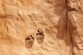 Antique human footprint cast in timeless clay. a fascinating archaeological relic