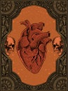 Antique human heart with engraving ornament Royalty Free Stock Photo
