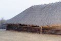 Antique hut with a straw roof Royalty Free Stock Photo