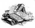 Antique Illustration of Ancient Books