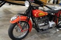 Antique 1936 Indian 4 Motorcycle on display in museum