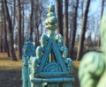 Antique iron fence close-up