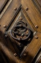 Antique iron forged door handle from the front door Royalty Free Stock Photo