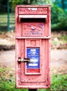 an antique iron post box