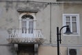 Antique Iron Railing on Croatian Balcony. Outdoor Antique Style Copper Balcony Railing.