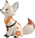 Antique Japanese ceramic yokai cabaret doll exudes mystical charm.