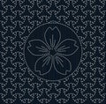 Antique japanese fancywork. Sashiko with sakura flower. Royalty Free Stock Photo