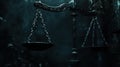 Justice Scale in Dark Atmosphere, Law, Balance, Judgement Concept Royalty Free Stock Photo