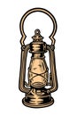 Antique kerosene lamp - vector illustration