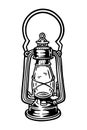 Antique kerosene lamp - vector illustration - Out line