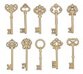 Antique key collection Royalty Free Stock Photo
