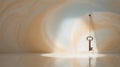 Antique key Hangs on a String, Whispering Secrets in a Soft Beige Room Royalty Free Stock Photo