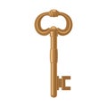 Antique key icon. Color flat illustration isolated on white background. Royalty Free Stock Photo