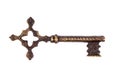 Antique key isolated on white background - photograph Royalty Free Stock Photo