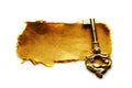 Antique key and paper Royalty Free Stock Photo