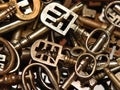 Antique Keys Close Up  background - wallpaper Royalty Free Stock Photo