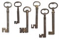 Antique Keys. Ornate Metalwork on White Background