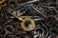 Antique Keys in a pile steel and brass Royalty Free Stock Photo