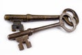 Antique keys on a white background.