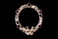 Antique kilt clasp or shawl clasp in white gold with five ruby stones adorned and woven with the Scottish thistle theme