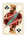 An antique king of clubs playing card. Royalty Free Stock Photo