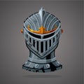 Antique knight helmet. Cartoon vector illustration. Vector asset. Battle equipment.