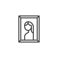 Antique lady picture outline icon