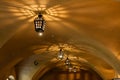 Antique lamps chandeliers in the cave dungeon Royalty Free Stock Photo