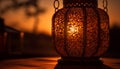 Antique lantern glowing in dark Arabic night generated by AI Royalty Free Stock Photo