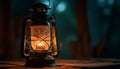 Antique lantern glowing with natural flame light generated by AI