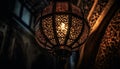 Antique lantern hanging outdoors illuminated Arabic culture generated by AI Royalty Free Stock Photo