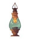 Antique lantern illuminated by flame