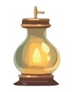 Antique lantern illuminates in glass
