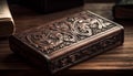 Antique leather bible book cover, ornate decoration generated by AI