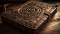 Antique leather Bible on old wooden table generated by AI