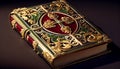 Antique leather book with ornate gilt decoration generated by AI