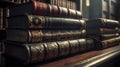 Antique Leather Books in Library: A Perfect Banner for Literature Enthusiasts.