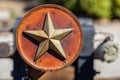 Antique leather ornament decorated with metal Texas star Royalty Free Stock Photo