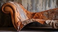Rustic Charm: Close-up Of Vintage Lycra Chaise Lounge