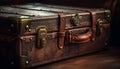 Antique leather suitcase, rusty lock, weathered handle, leaving for adventure generated by AI Royalty Free Stock Photo