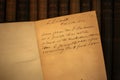 Antique letter in book from 1882