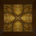 Antique light  brown wood mango wood panel, abstract cross pattern with dark frame Royalty Free Stock Photo