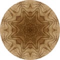 Antique light brown oak veneer panel, abstract centered slices wood grain pattern circle panel Royalty Free Stock Photo